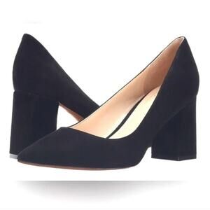 Marc Fisher Zala Heels 11 Black Suede NWOT Pumps Point Toe Block Academia Office